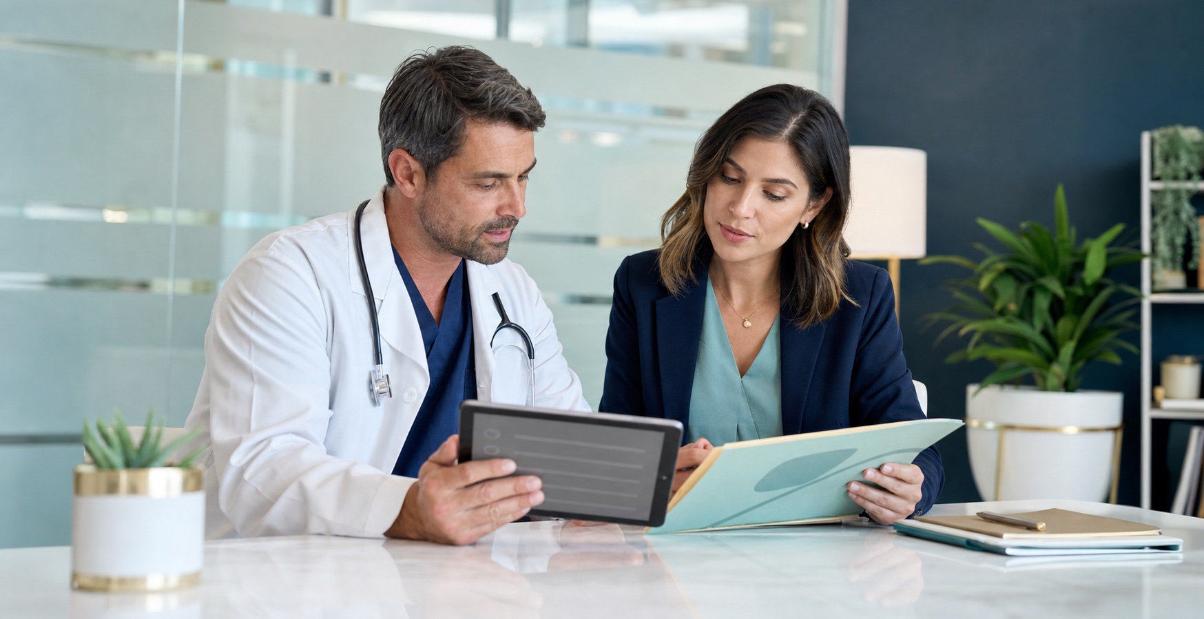 Credentialing specialist and physician reviewing provider readiness